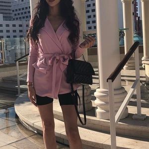 Pink blazer with belt